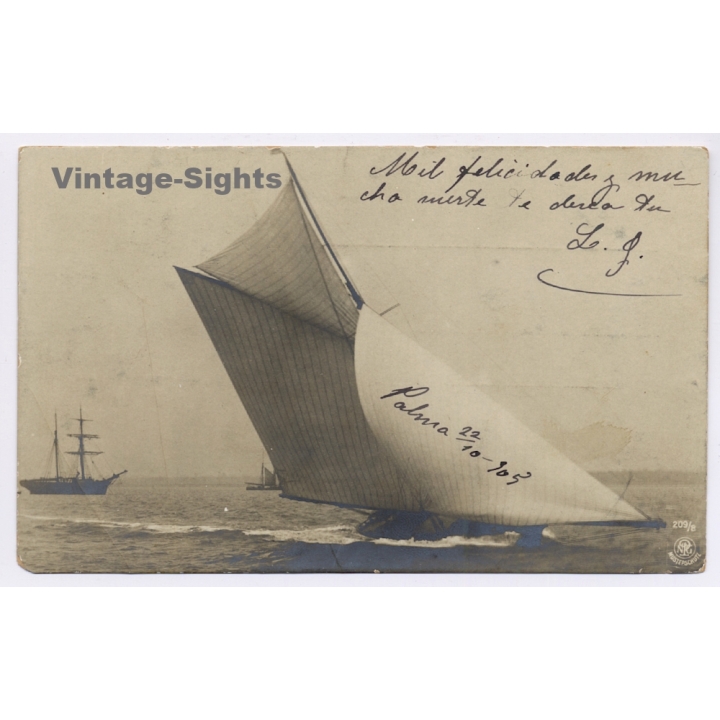 Palma de Mallorca: Cutter Rig Sailboat (Vintage RPPC 1905)