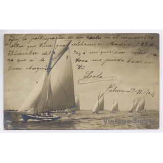 Palma de Mallorca: Cutter Rig Sailboats / Regatta (Vintage RPPC 1904)