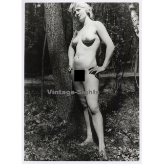 Erotic Study: Cherub Like Blonde Nude In Forest (Vintage Photo GDR 1980s)