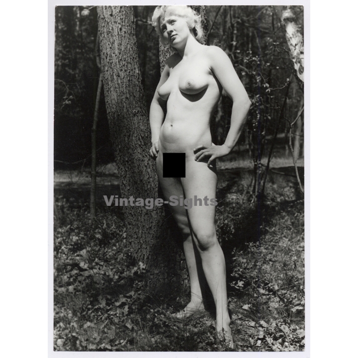Erotic Study: Cherub Like Blonde Nude In Forest (Vintage Photo GDR 1980s)