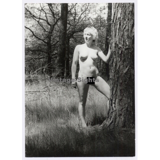 Erotic Study: Cherub Like Blonde Nude In Forest *2 (Vintage Photo GDR 1980s)