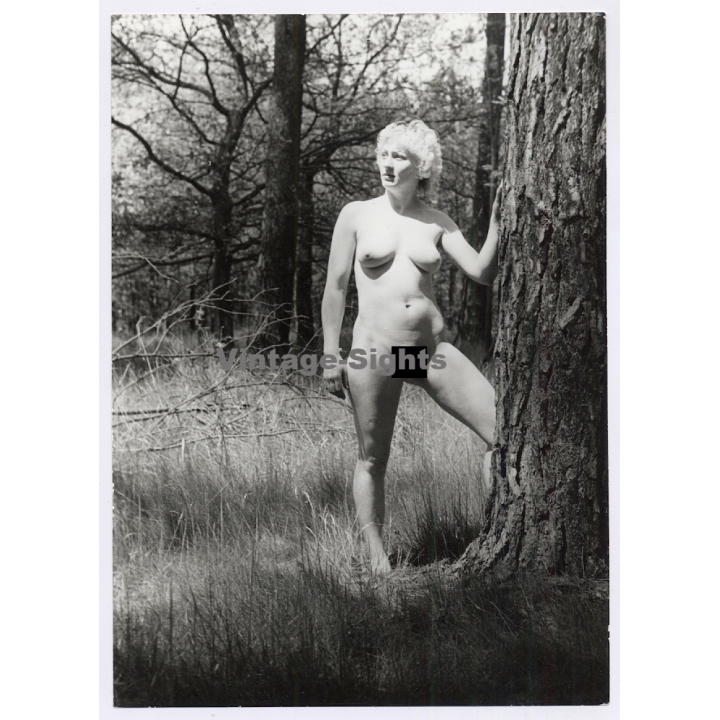 Erotic Study: Cherub Like Blonde Nude In Forest *2 (Vintage Photo GDR 1980s)