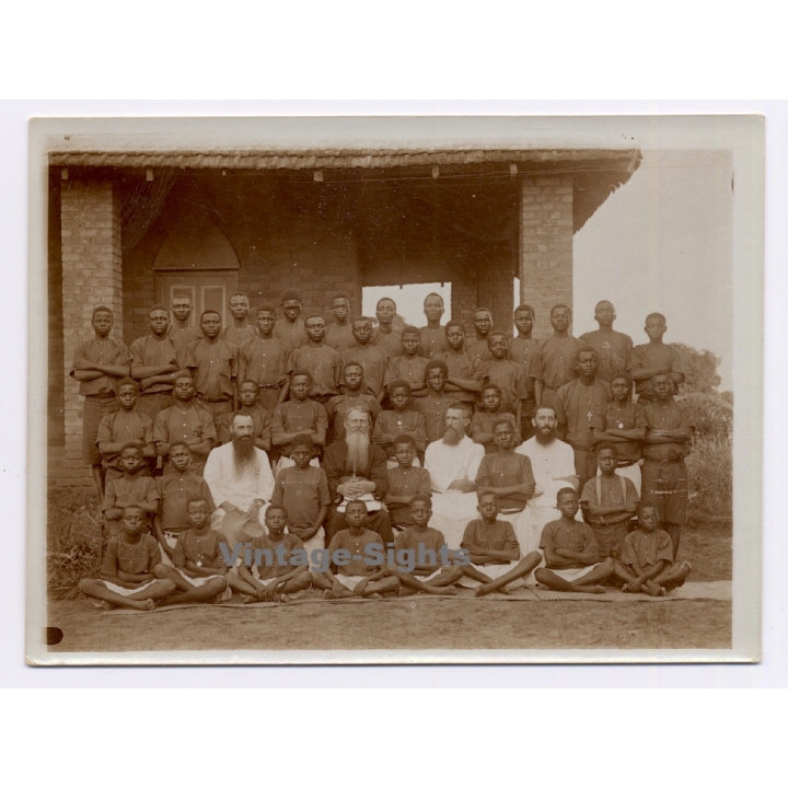 Royal Visit in Congo Belge 1928: Head Of Mission, Priests & Indigenous (Vintage Photo)