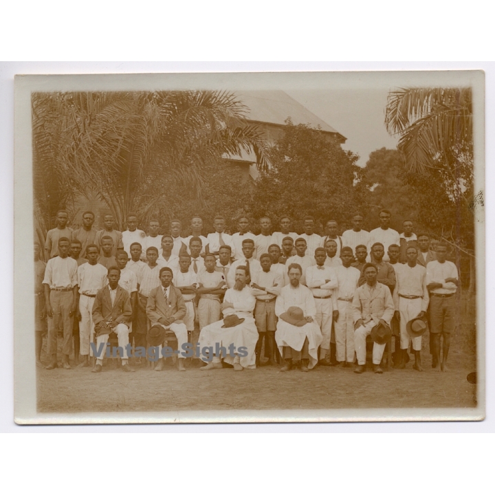 Royal Visit in Congo Belge 1928: Missionaries, Priests & Indigenous (Vintage Photo)
