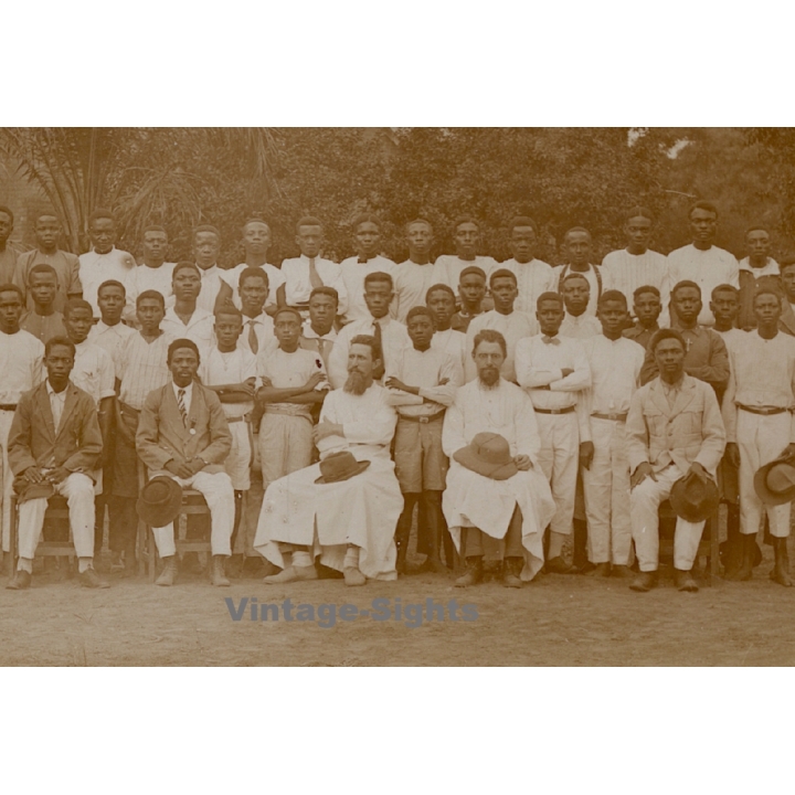 Royal Visit in Congo Belge 1928: Missionaries, Priests & Indigenous (Vintage Photo)