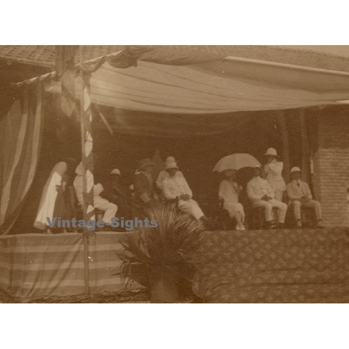 Royal Visit in Congo Belge 1928: Official Delegation during a Ceremony (Vintage Photo)