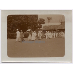 Royal Visit in Congo Belge 1928: Official Delegation Outside Of Mission*3 (Vintage Photo)