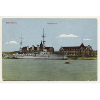 6400 Sonderborg/ Denmark: Marine Station (Vintage Postcard 1914)