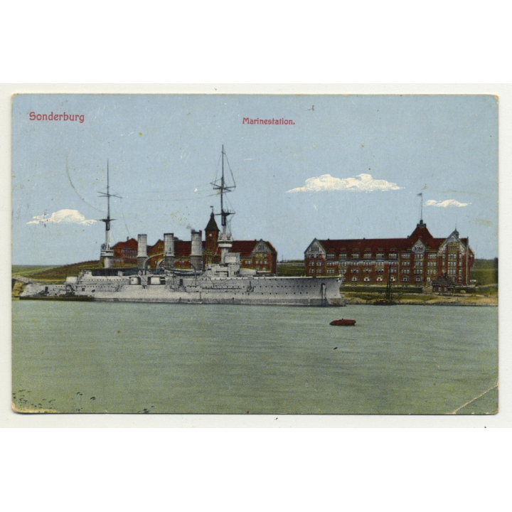 6400 Sonderborg/ Denmark: Marine Station (Vintage Postcard 1914)