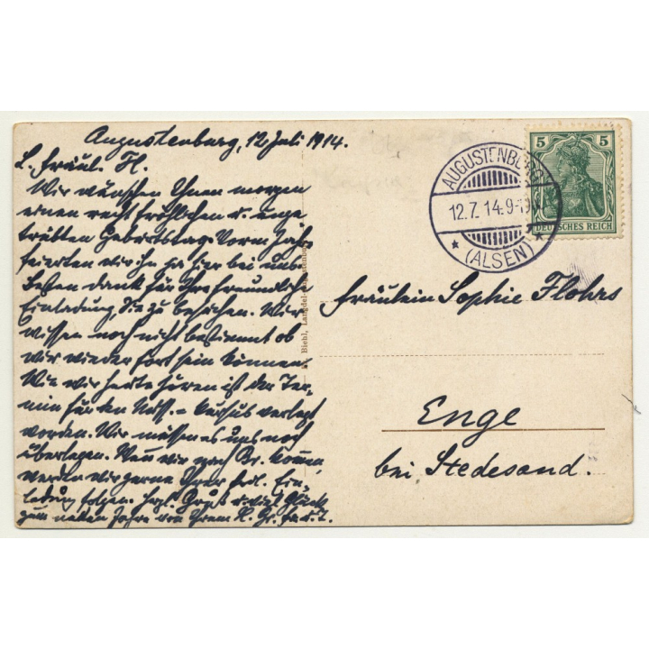 6400 Sonderborg/ Denmark: Marine Station (Vintage Postcard 1914)