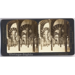 Cordoba / Spain: Arches & Columns in Old Moorish Mosque (Vintage Stereoscopic Photo 1908)