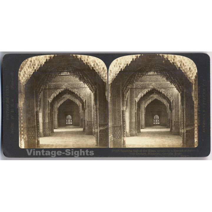 Granada / Spain: Alhambra - Hall Of The Kings (Vintage Stereoscopic Photo 1902)