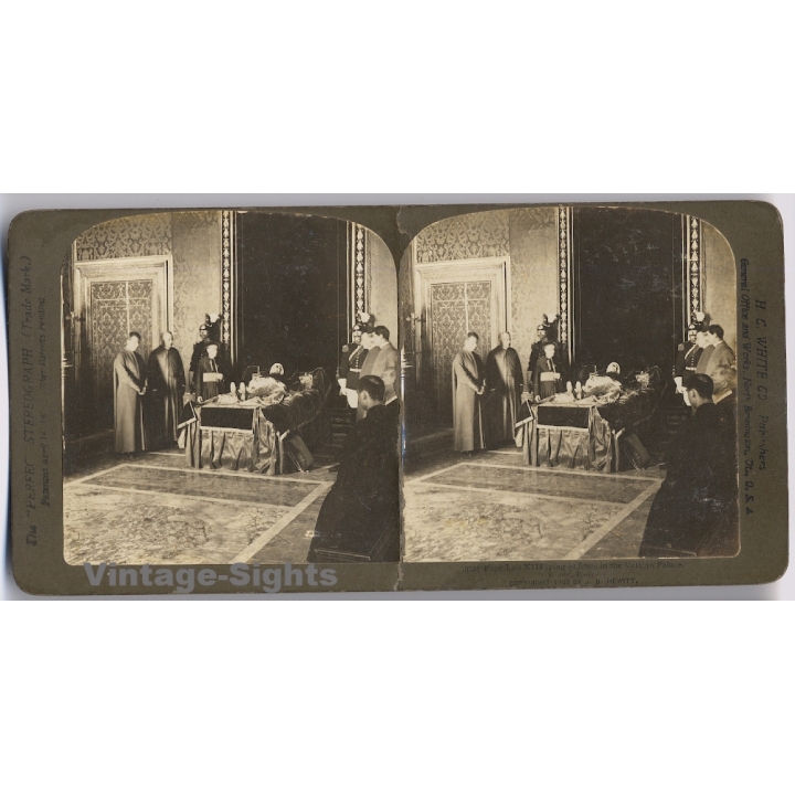 Rome: Pope Leo XIII Lying in State in the Vatican Palace (Vintage Stereoscopic Photo 1902)