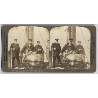 S.S. Columbia: Captain & 1st Officer On Duty - Mid-Ocean (Vintage Stereoscopic Photo 1901)