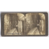 Hibbing / USA: Sellers' Iron Mine / Miners Far Down (Vintage Stereoscopic Photo 1900s)