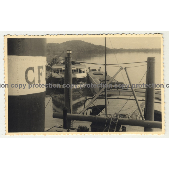 Congo / Africa: Harbor Of Ponthierville (Vintage RPPC B/W ~1920s/1930s)