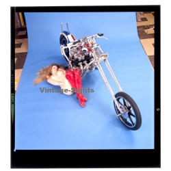 Erotic Study: Racy Blonde Pin-up Girl On Chopper*8 (Vintage Diapositive KORENJAK 1980s)