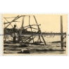 Congo / Africa: Fisherman At Stanley Falls / Fish Trap (Vintage RPPC B/W ~1920s/1930s)