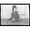 Fashion Study: Elegant Lady In Plain Dress With Great Hat (Vintage Negative 18 X 13CM ~1930s/1940s)