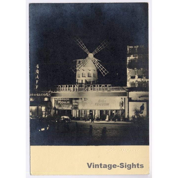 Albert Monier / Paris: Le Moulin Rouge (Vintage RPPC 1956)