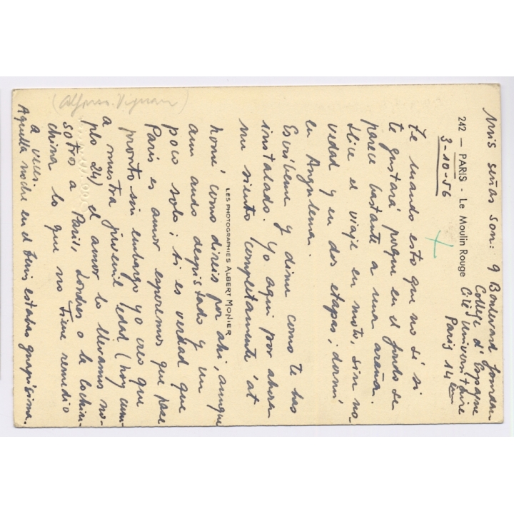 Albert Monier / Paris: Le Moulin Rouge (Vintage RPPC 1956)