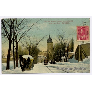 Quebec / Canada: Winter Street Scene - Horse Drawn Sleigh (Vintage PC 1920)