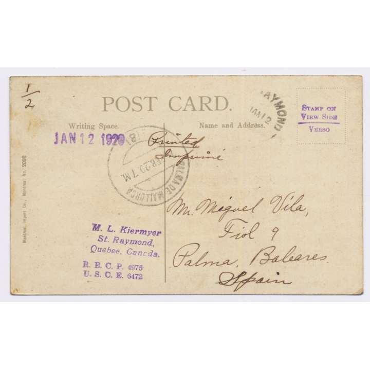 Quebec / Canada: Winter Street Scene - Horse Drawn Sleigh (Vintage PC 1920)