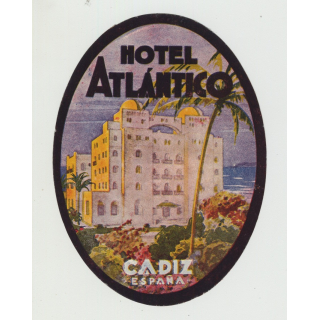 Hotel Atlantico - Cadiz / Spain (Vintage Luggage Label)