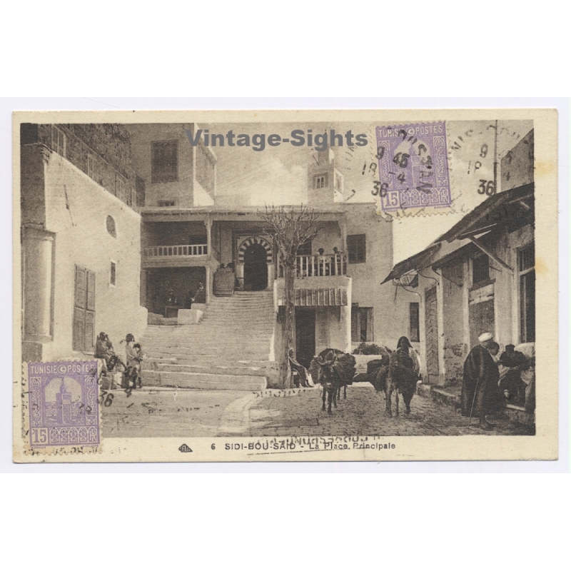 Sidi-Bou-Said / Tunisia: La Place Principale (Vintage PC 1936)