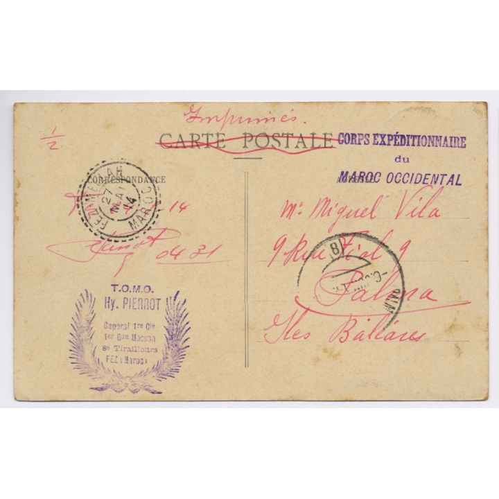 Judaica: Fez Progrom 1912 - Jews Searching Through Rubble (Rare Vintage PC 1914)