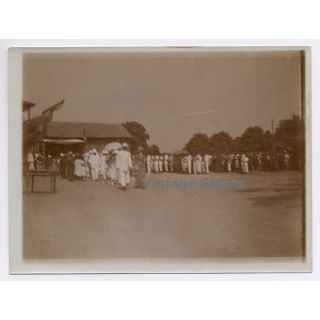 Royal Visit in Congo Belge 1928: Official Delegation Outside Of Mission*5 (Vintage Photo)