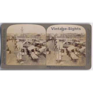 Sweden: New Market at Jönköping (Vintage Stereoscopic Photo 1900s)