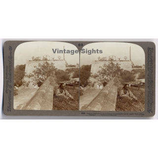 Sidon / Syria: Ancient Citadel In The Sea (Vintage Stereoscopic Photo 1900s)