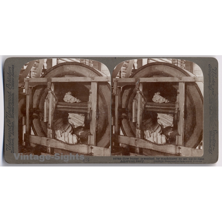 Butter Churn In An American Diary (Vintage Stereoscopic Photo 1900s)
