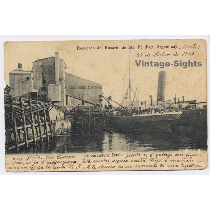 Rosario de Santa Fé / Argentina: Embarcadero Davis (Vintage PC 1909)