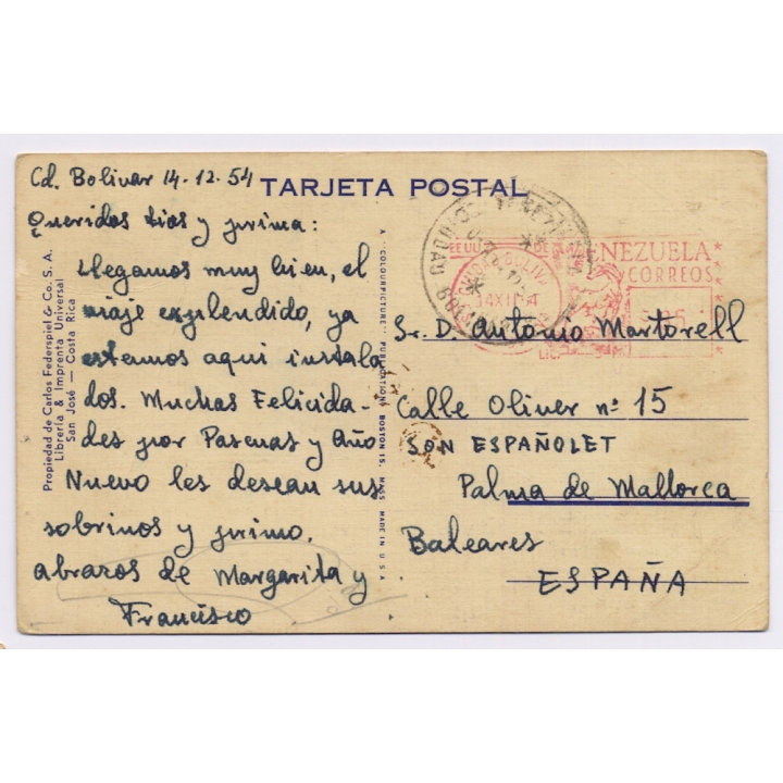 Costa Rica: Carreta - Oxen Car (Vintage PC 1954)