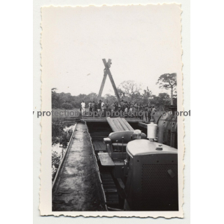 Gabenge - Bolobo / Congo: Big Dredge At Work *3 / Water Pipe (Vintage Photo B/W 1946)