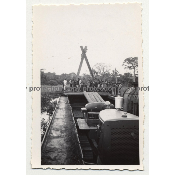 Gabenge - Bolobo / Congo: Big Dredge At Work *3 / Water Pipe (Vintage Photo B/W 1946)