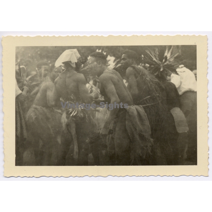 Belgian Congo: Tribal Gathering / Native Dancers In Ceremonial Garb*1 (Vintage Photo ~1930s/1940s