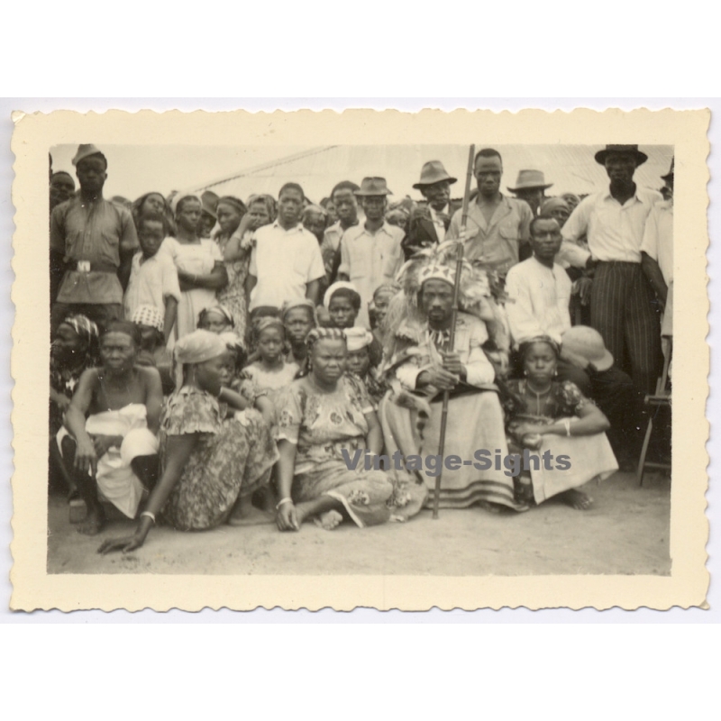 Belgian Congo: Tribal Chief & His Wives / Ethnic (Vintage Photo ~1930s/1940s
