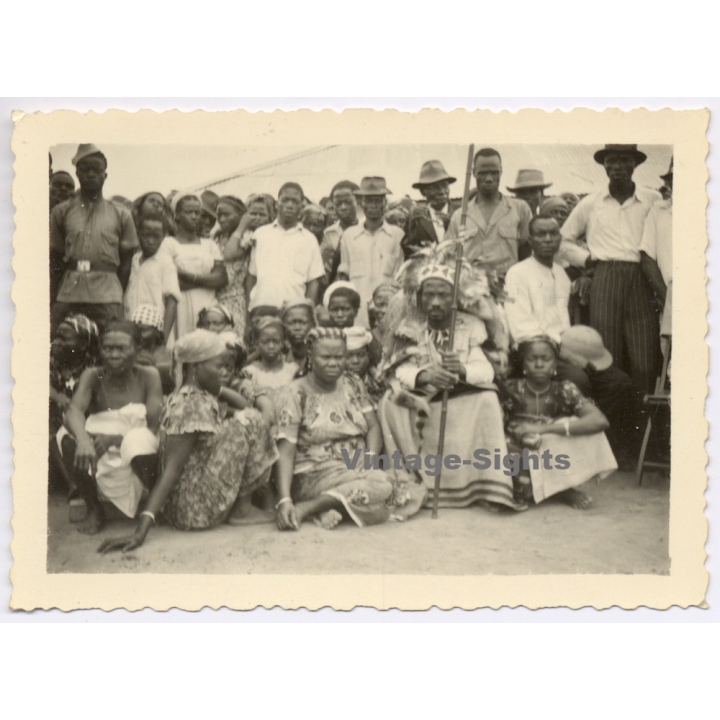 Belgian Congo: Tribal Chief & His Wives / Ethnic (Vintage Photo ~1930s/1940s