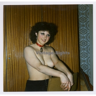 Erotic Study: Natural Nude Curlyhead*18 / Topless - Smile (Vintage Photo East Germany ~1990s)