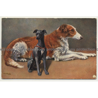 Portrait Of 2 Dogs (Vintage Artist Postcard: Egemes Serie 90)