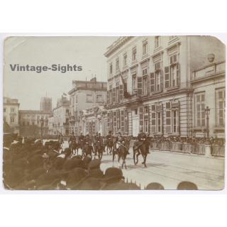 Brussels: Military Parade In Front Of Hôtel de Ligne / Royal Ceremony? (Vintage Albumen Print ~1900s)