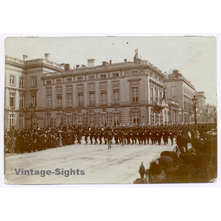 Brussels: Military Parade In Front Of Hôtel de Ligne*2 / Royal Ceremony? (Vintage Albumen Print ~1900s)