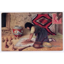 Indian Girl Moulding Navajo Rain Gods / Americana (Vintage PC 1912)
