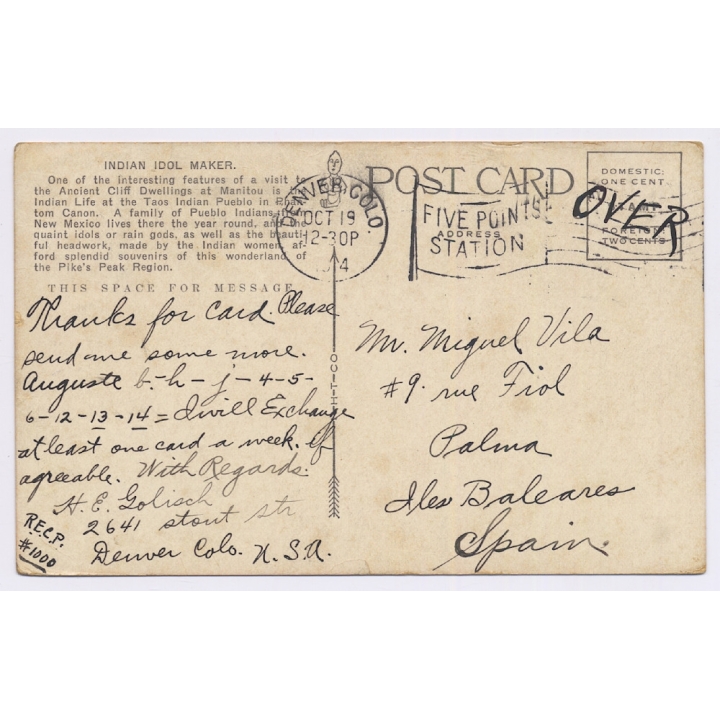 Indian Girl Moulding Navajo Rain Gods / Americana (Vintage PC 1912)