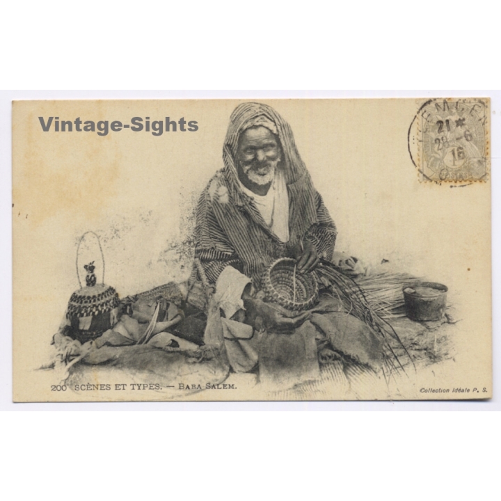 North Africa: Baba Salem / Basket Weaver - Vannier  (Vintage PC 1916)