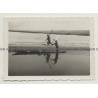 Africa: Congolese Guy In Dugout Race Against Guy At Shore  (Vintage Photo B/W ~1930s/1940s)