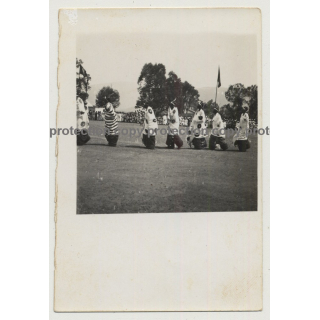 Congo / Africa: Tribal Warriors In Ceremonial Dress (Vintage Photo B/W ~1930s/1940s)